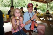 Campers eating ice cream