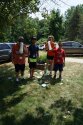 Group blowing bubble snakes