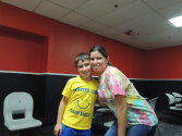 Camper and Counselor at bowling alley