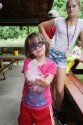 Camper holding bubbles in her hand